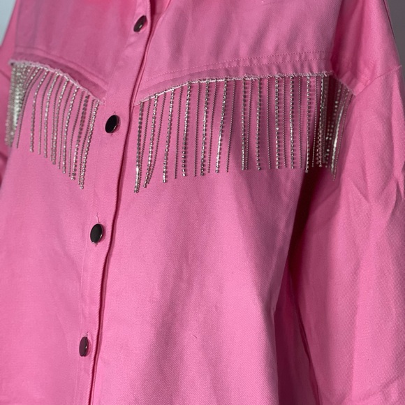 Hailey & Co. Pink Denim and Rhinestone Jacket. Size Large. NEW - Picture 2 of 12